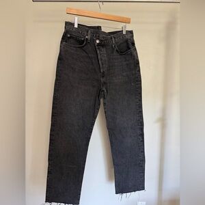 Agolde: Criss Cross Straight Jean in Distressed Black (SHAMBLES) (Size 29)